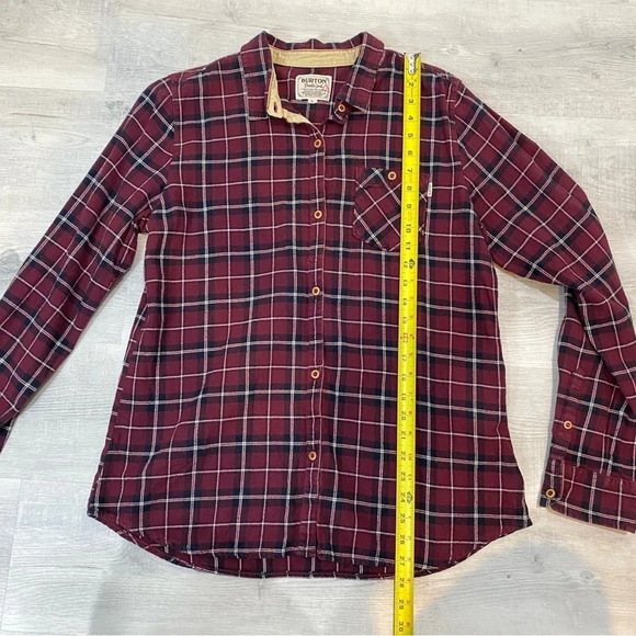 Burton Durable Goods Plaid Flannel long Sleeve Button Down Womens Size L Burgund - Picture 8 of 17
